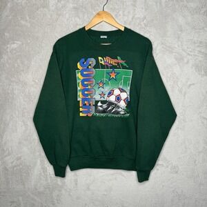Vintage Men's Soccer Crewneck Size‎ Medium Preowned Green